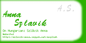 anna szlavik business card